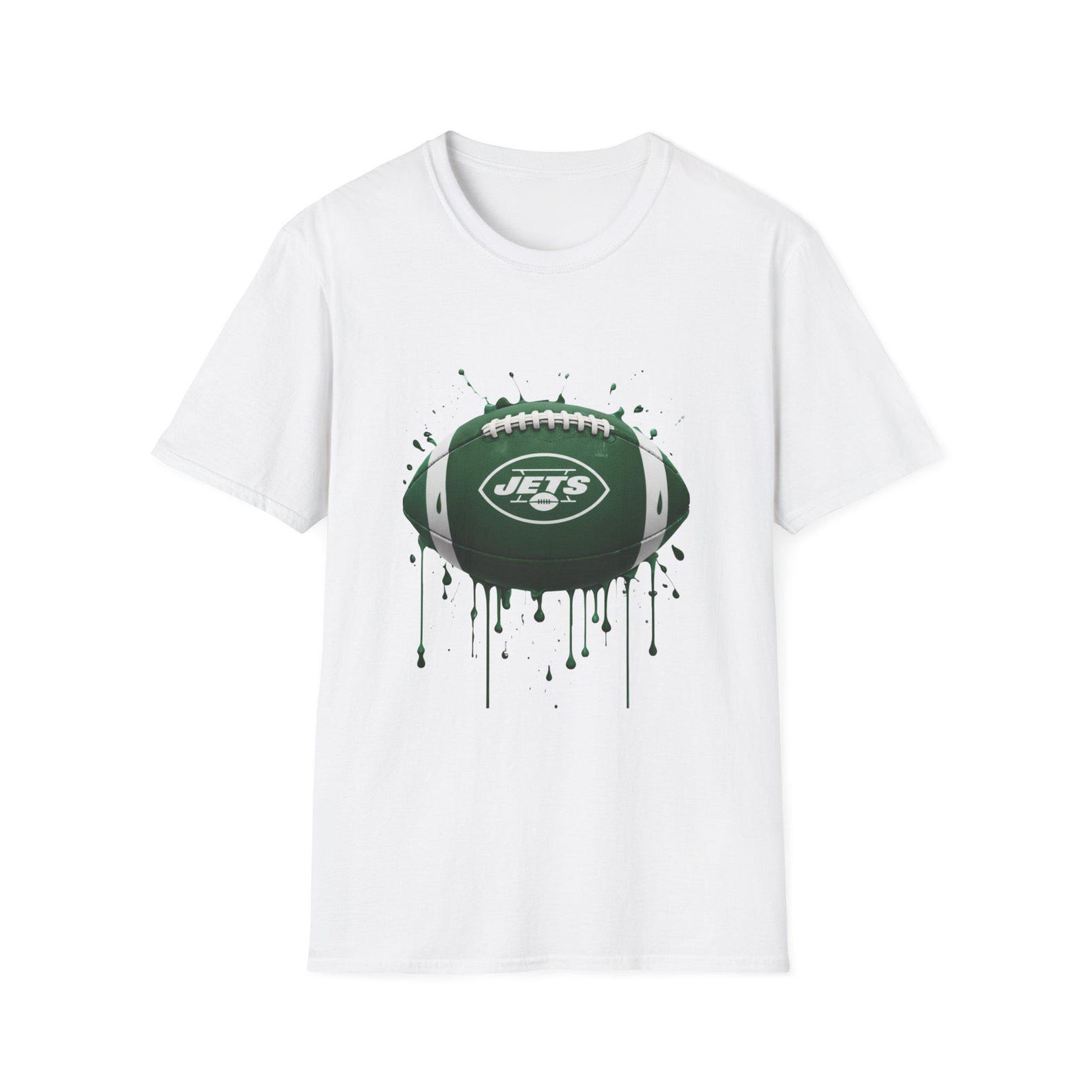 Dripping Football with Jets Logo T-Shirt | Grunge NYJ Fan Tee S