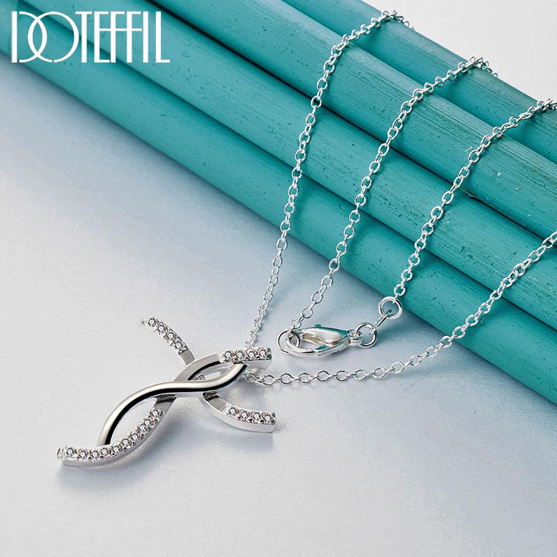 925 srebro skręcony krzyż naszyjnik biżuteria ślubna