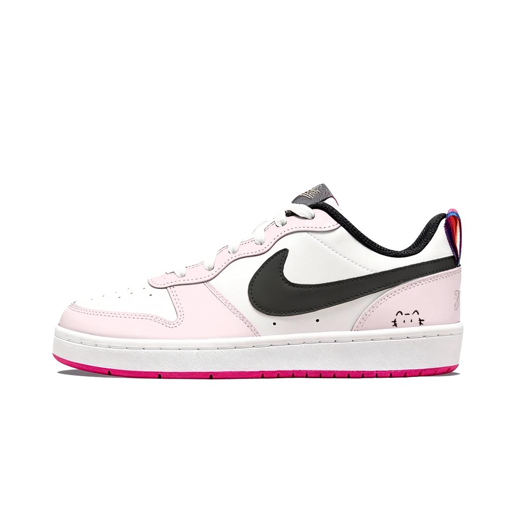 Nike Court Borough GS Black Berry Pink Lightweight Low top Skateboard Shoes Women's DJ0040-100(Team1713-)