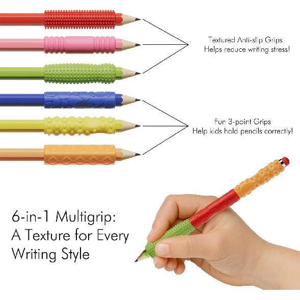 Sensory Textured Silicone Fidget Toys, 24PCS Four Sizes Pencil Grips for Kids Handwriting,Classroom School Education Tool for Stress Anxiety ADHD &