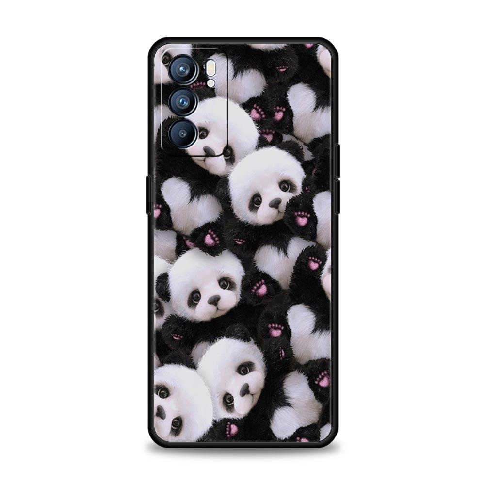 Baby Panda Phone Case For Oppo Reno 13 12 11 10 7 F Find X5 X6 A98 A80 A79 A78 A57 A54 A31 A17 Pro 5G Soft TPU Cover Fundas Bags