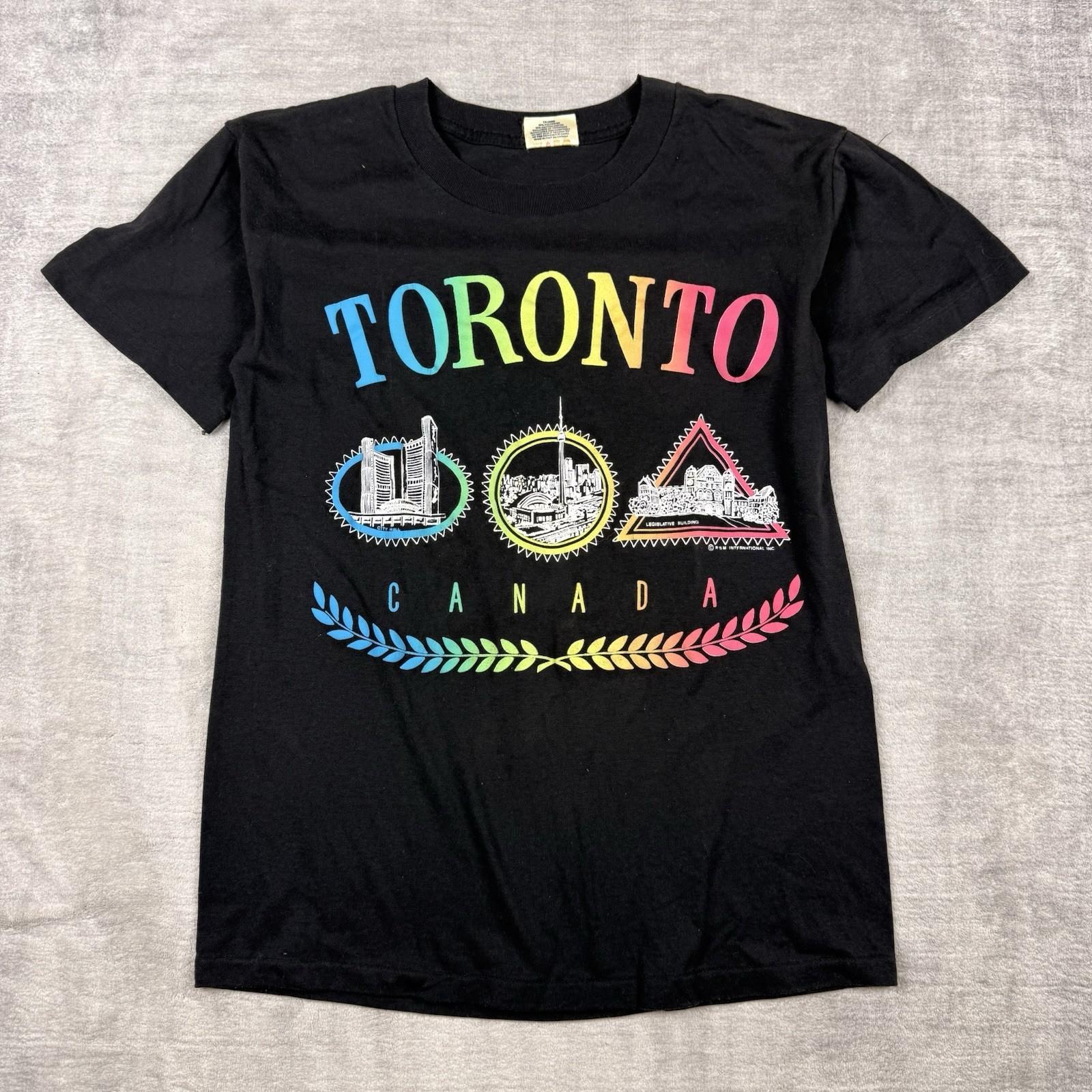 Toronto Ontario Canada Mens Medium Black Vtg 90s Skyline Single Stitch Unisex T-Shirt L