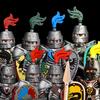 MOC Medieval Knight Castle Figures Building Blocks Weapon Wolf Swordsmen Guard Bow Arrow Shield Flags Warhorse Toys Gifts S002
