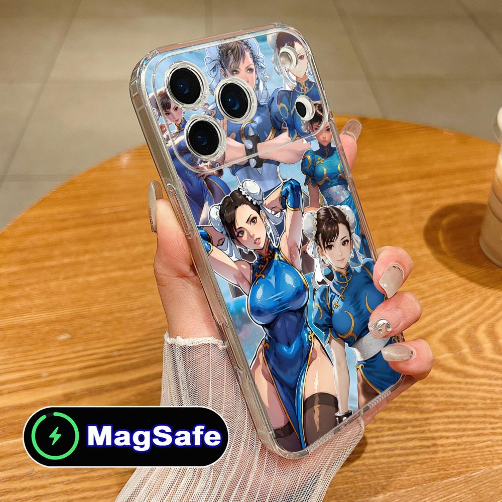Street Fighter Chunli Phone Case for iPhone 17 16 15 14 13 12 11 Air Pro Max Plus Mini Magsafe Clear Colorful Cover Pretty Cover