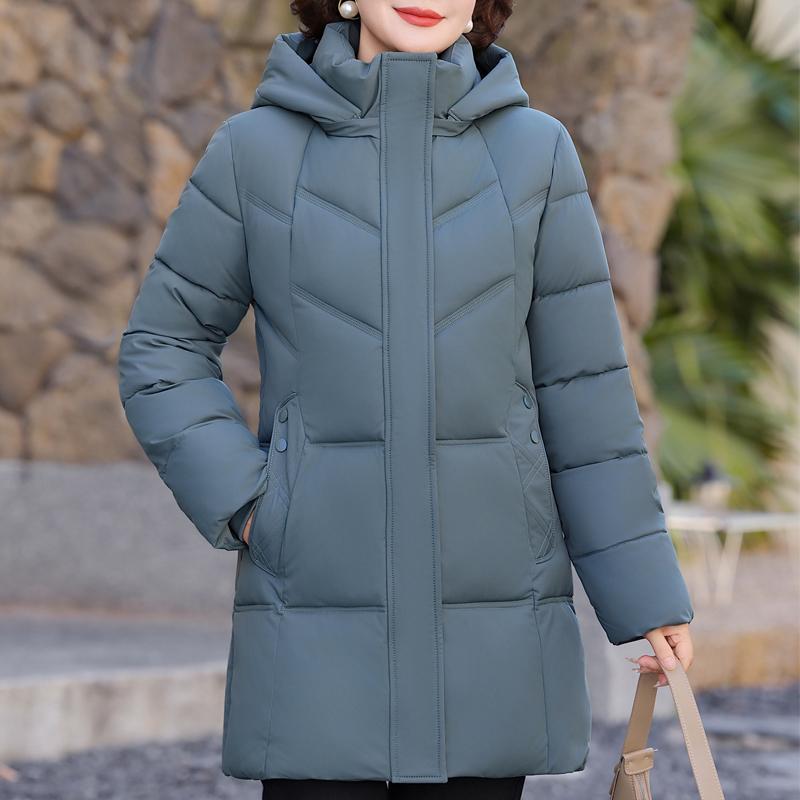 Jaquetas de Inverno Femininas Tamanho Grande 2XL-6XL Meia Idade Com Capuz Elegantes Soltas Espessas Quentes Parkas Longas Casacos Femininos
