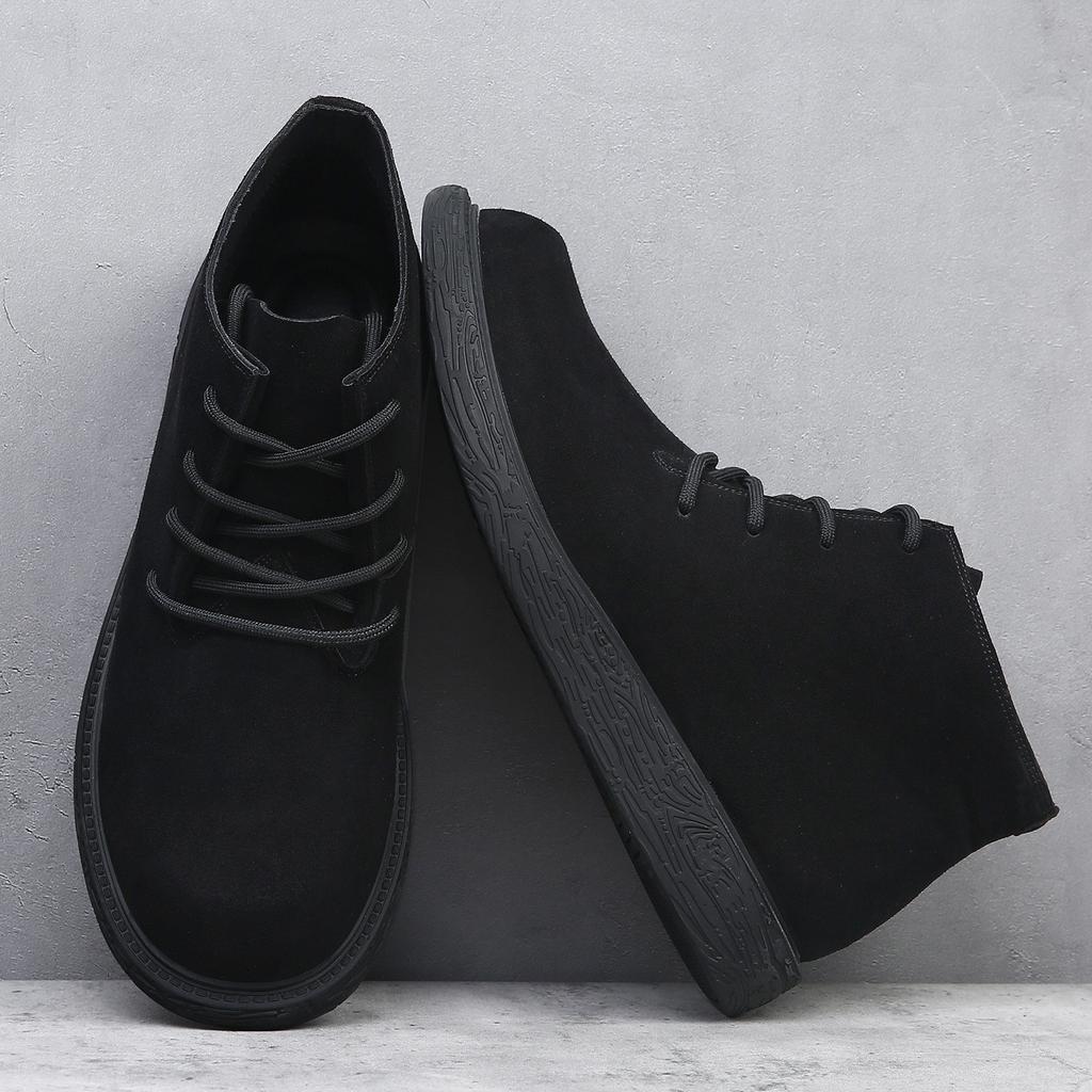 Martin Boots Men's Fur Ruffian Handsome Retro Versatile British Wind Help Tooling Boots Genuine Leather Warm Velvet Leather Boots