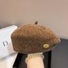 Womens Vintage Irregular Beret Ankle Red Bow Painter Hat Winter