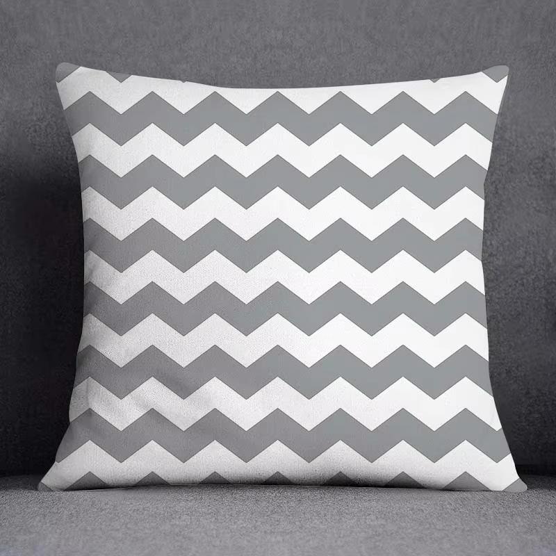 Double Sided Geometric Pillow Cover Minimalist Theme Party Decoration with Gray White Design for Modern Events