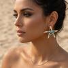 Pearl Starfish Stud Earrings Exaggerated Shell Drop Earrings Rhinestone Dangle Earrings  Lady/Gifts