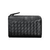 Handwoven Leather Zipper Coin Purse Key Holder Multi-Functional Card Wallet ID Case Unisex Large Capacity