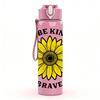 1PC Be Kind Be Brave Sunflower 750ml Color Plastic Sports Water Bottle Leakproof Flip Straw Lid Suitable for Sports Office Home Use