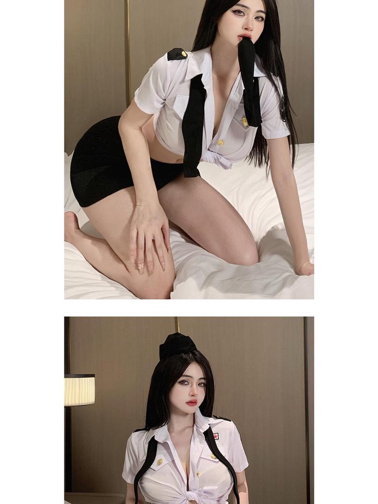 Seductive Secretary and Policewoman Lingerie Set - Sexy Bodycon Skirt Uniform for Women 2081