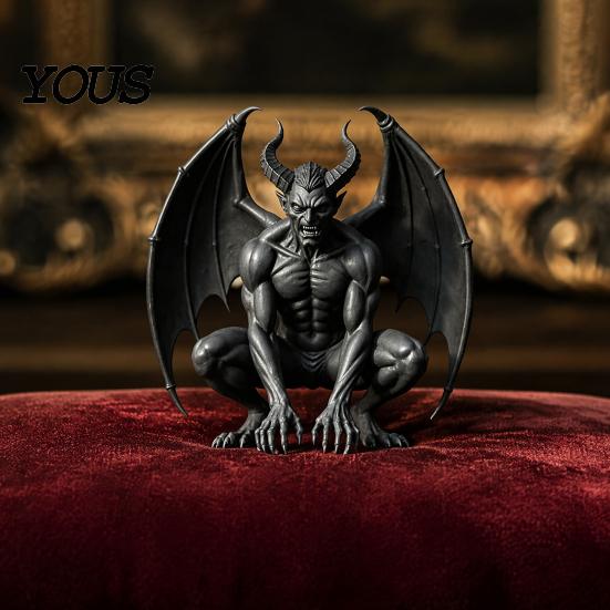 Retro-Stil Statue Gargoyle Figur, Mittelalterliche Dunkle Geflügelte Statue, Harz Gotisch Mystisch Böser Geist Beschützer Horn Dämon Ornament für Büro
