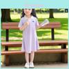 Girl Polo Dress Summer Girls Casual Pure Color Polyester Breathable