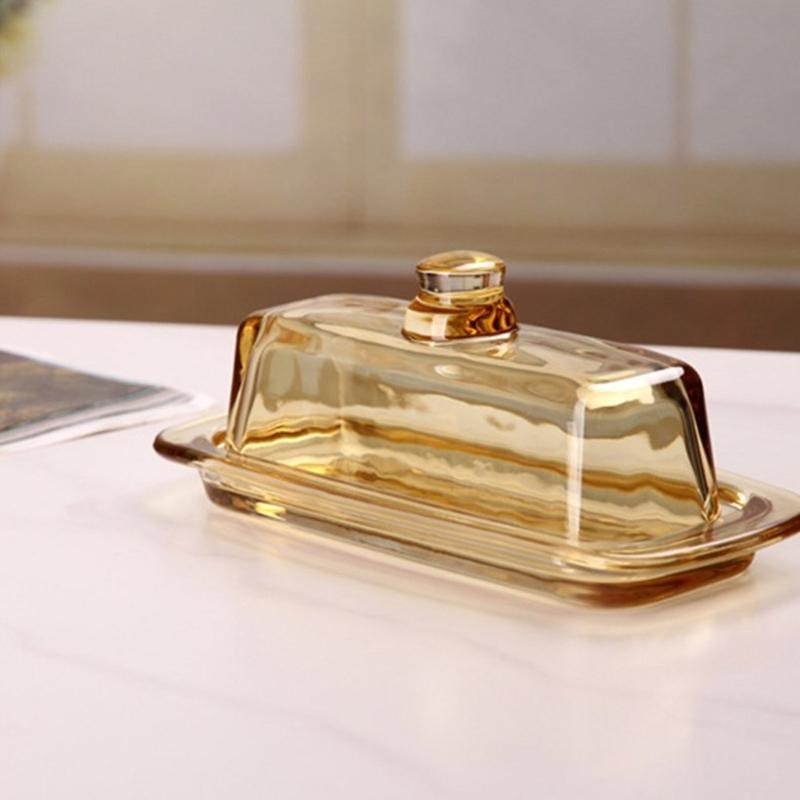 Glass Butter Dish Lid Included Elegant Plate for Butter Storage and Snacks Serving Practical Kitchen Tool