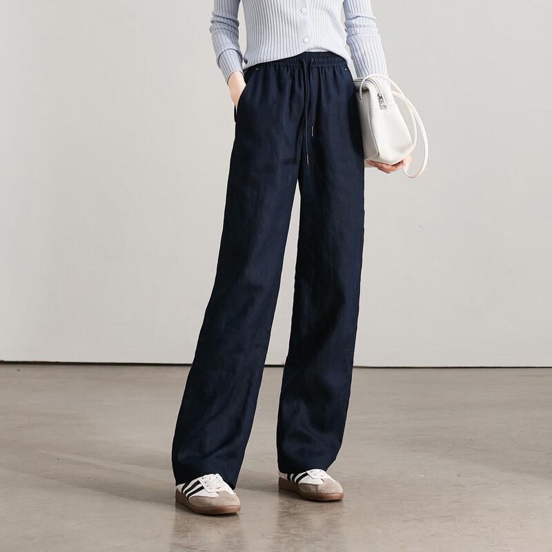 SOFSIL Women's Linen Wide-Leg Tie-Waist Casual Pants