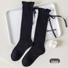 Girls' Summer Mesh Long Socks with Bowknot - Lightweight, Breathable Calf-Length Socks