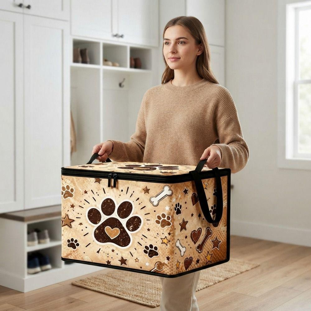 Dust-proof Paw Print Storage Box Large Capacity Fabric Storage Box Wardrobe Organizer for Home