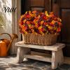 Reusable Plastic Flowers for DIY Crafts Artificial Fall Outdoors, Fake Autumn Topiary Ball, UV Resistant Faux Mums with Ground Home Styling