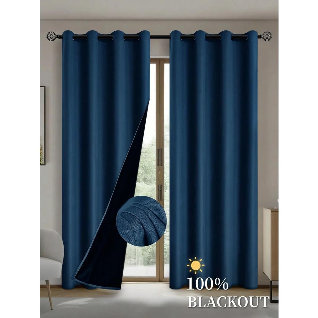 2pcs Blackout Curtains with Coated Insulated Lining, Suitable for Living Room, Bedroom, Kitchen, Home Decor, Room Decoration