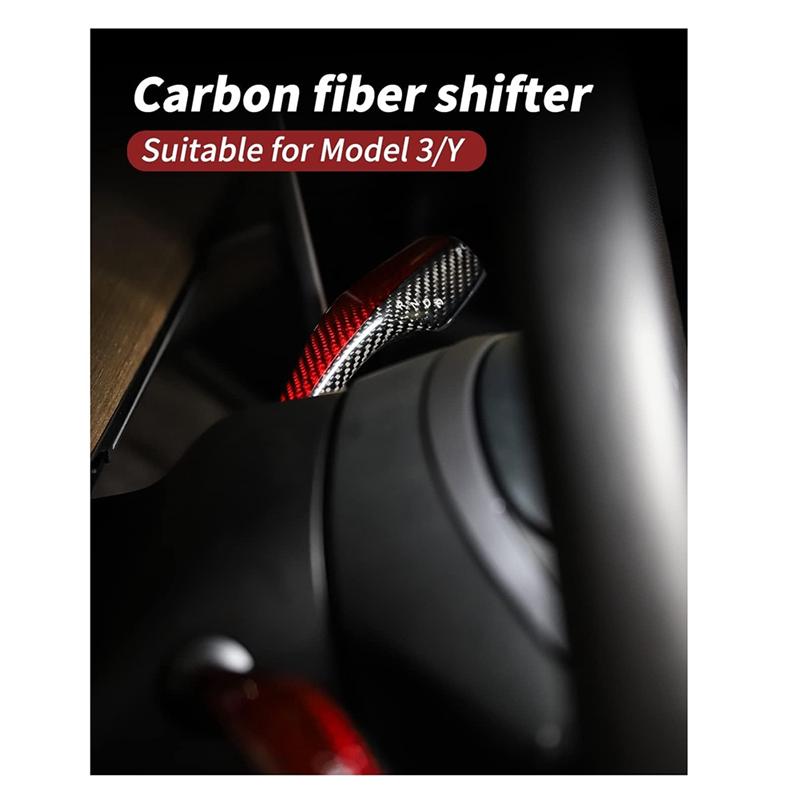 2PCS Car Shift Lever Accessory Car Real Carbon Fiber For Tesla Model 3/Y 2016--A87Q