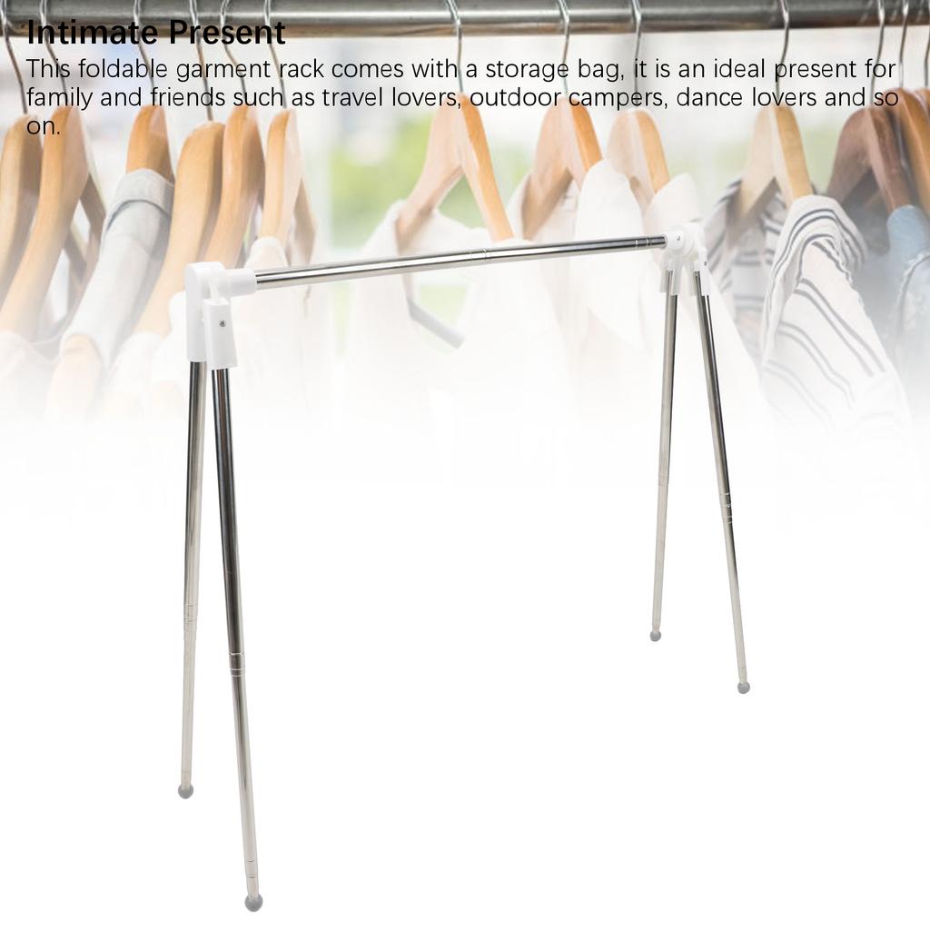 Přenosný cestovní stojan na oblečení Skládací stojan na oblečení pro cestování Kempování Vnitřní Venkovní Zatahovací stojan na oblečení Nerezová ocel