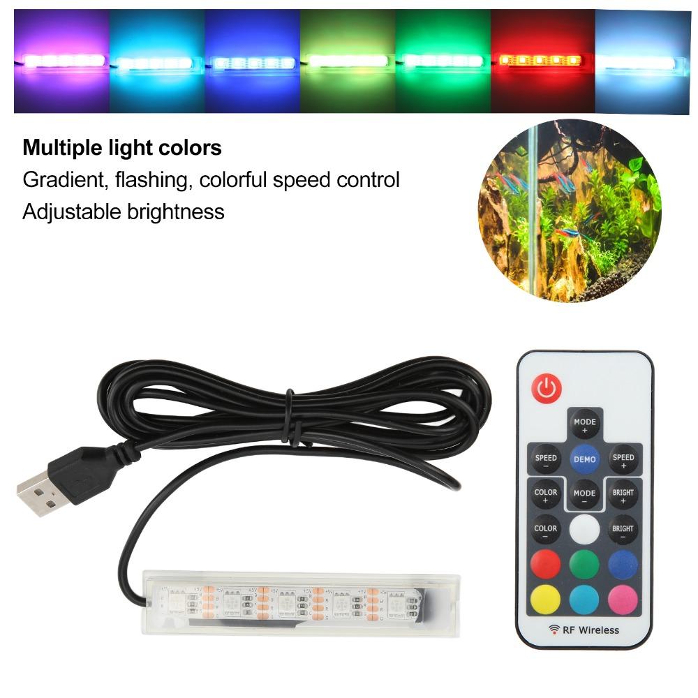 USB Powered Micro Aquarium Light Colorful LED Small Size Fish Tank LED Lamp Remote Control Aquarium Lamp Fish Tank Landscape