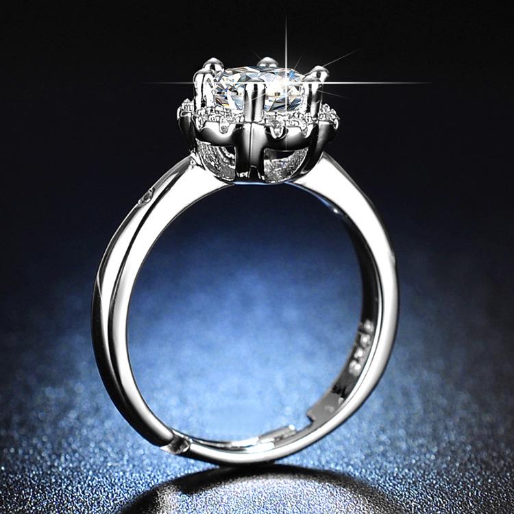 Klassischer Blumenring mit sechs Krallen aus Japan und Südkorea für Damen mit einem Karat simuliertem Mozzarella-Diamantring