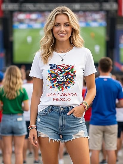 2026 Soccer Fan T-Shirt Men USA Canada Mexico Graphic Tee Game Day Stadium Party Shirt Gift Football Sport All Flags Clothes Top