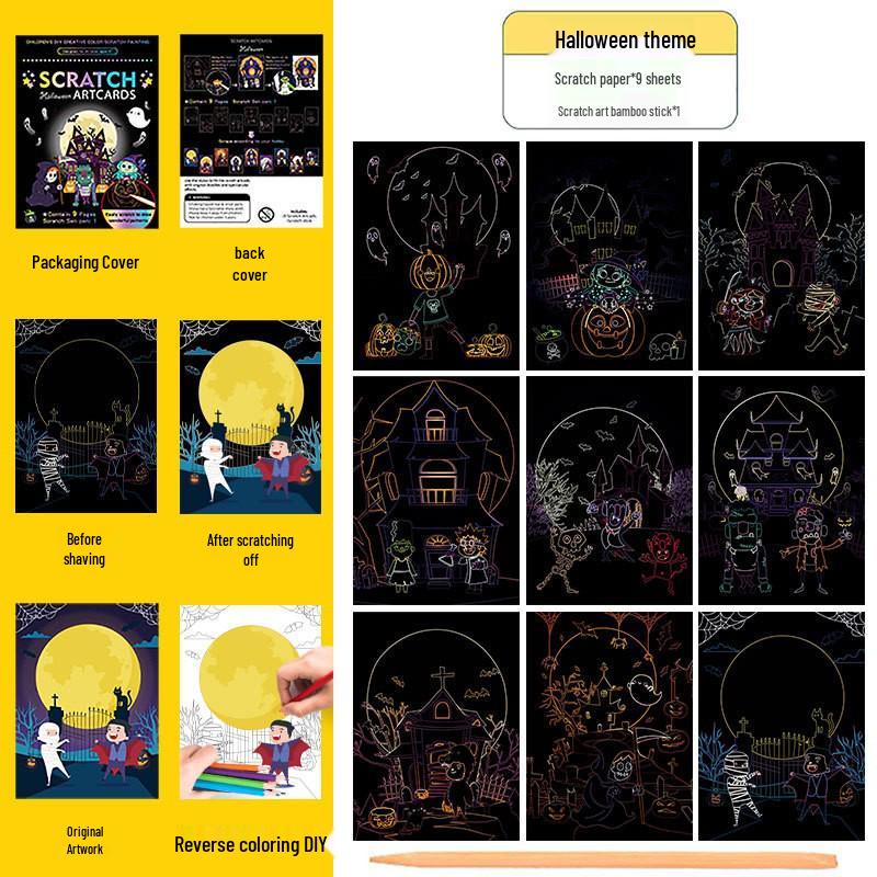 Gör-det-själv Färgglatt Skrapkonstpapper för Barn: Perfekt för Fars dag, Halloween och jul