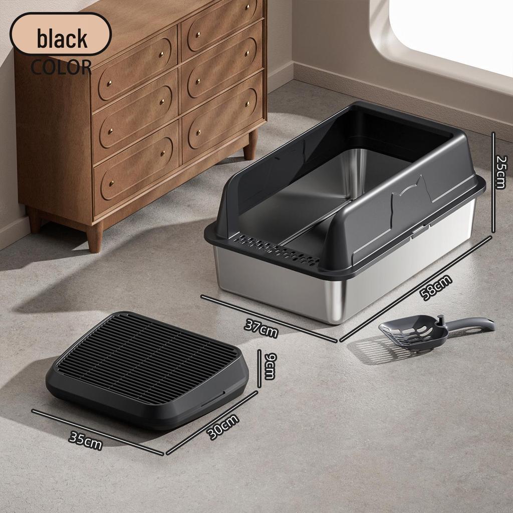 Stainless Steel Top-Entry Cat Litter Box, Anti-Splash Design