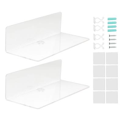 2 Stück Klare Schweberegale Acryl Feine Oberfläche Zart Modern Transparent Wandmontage Regal Rack für Badezimmer Büro