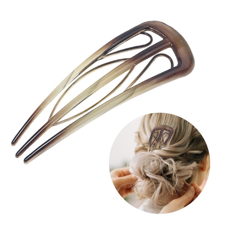 6pcs French Hair Pins Unique Shape Hair Fork With 3 Internal Teeth Designs For Women Vintage Hairstyle Accessories