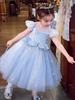 Girls' Princess Dress Summer Dress 2026 New Children's Puff Mesh Bubble Sleeve Dress Girls' Birthday Dress