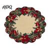 Round Christmas Placemat Placemat 14 Inch Festive Pattern Anti Slip Tabletop Protector Tableware Heat Insulation Place Mat for Dining Table Kitchen