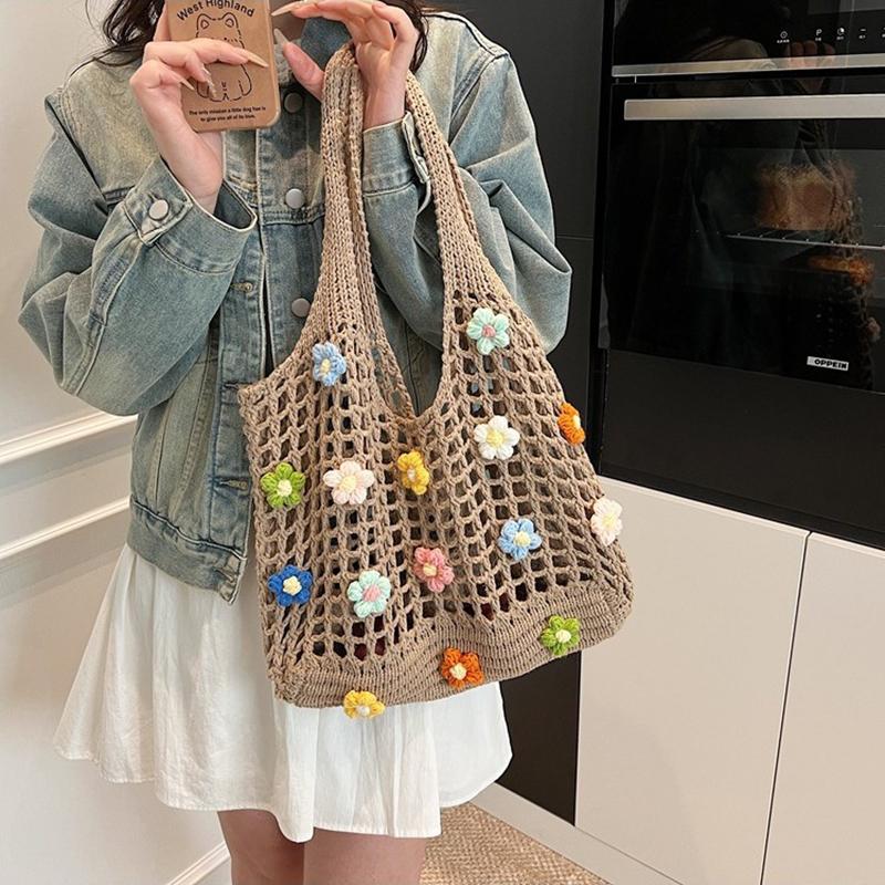 Hollow Solid Flowers Shoulder Bag Fabric Lace Women's Bags High Quality Versatile High Quality New Soft Women's Handbags AVE