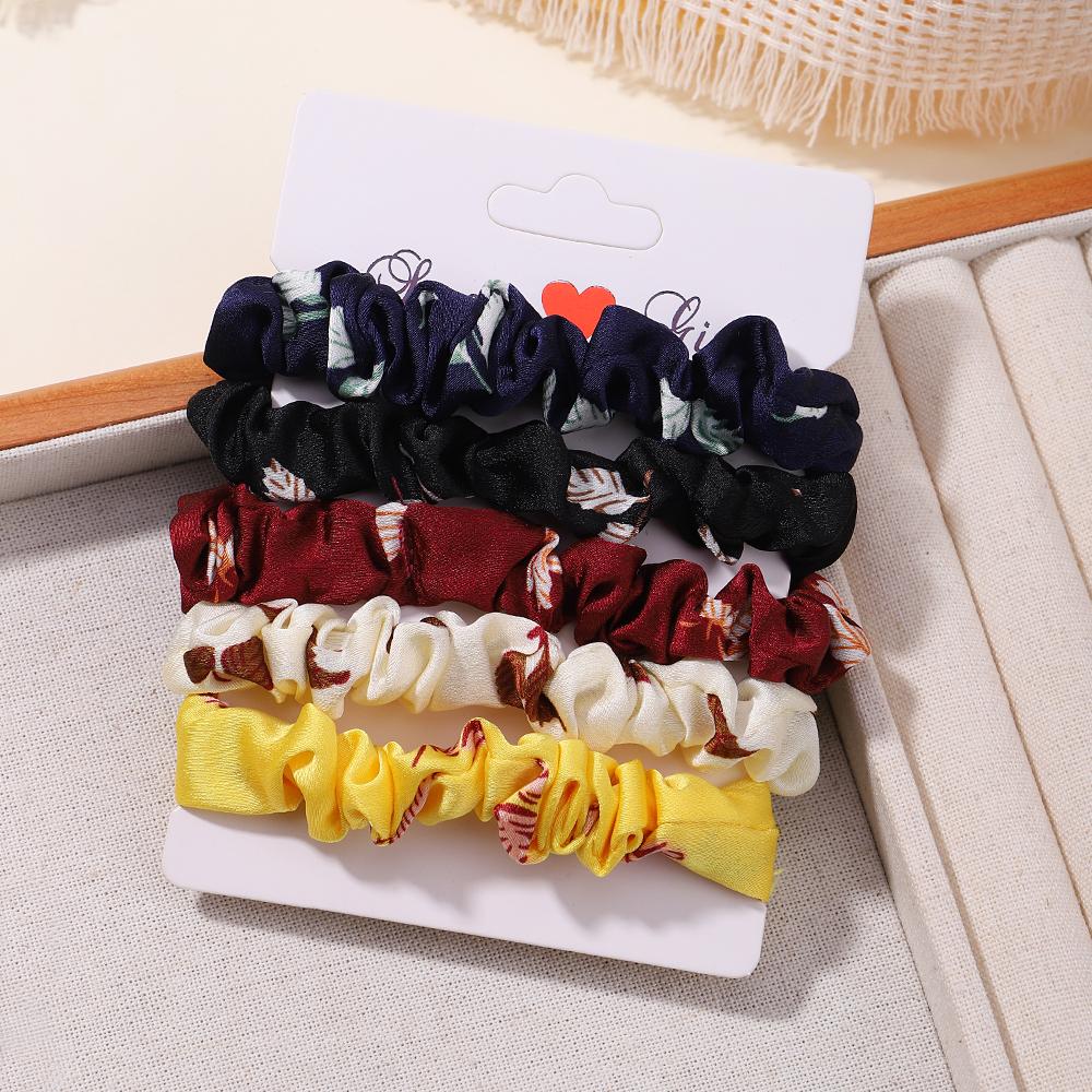 5Pcs/Set Fashion Korean Scrunchies Hairband Print Leopard Scrunchie Set Ladies Elastic Hair Band Headwear Women Hair Accessories