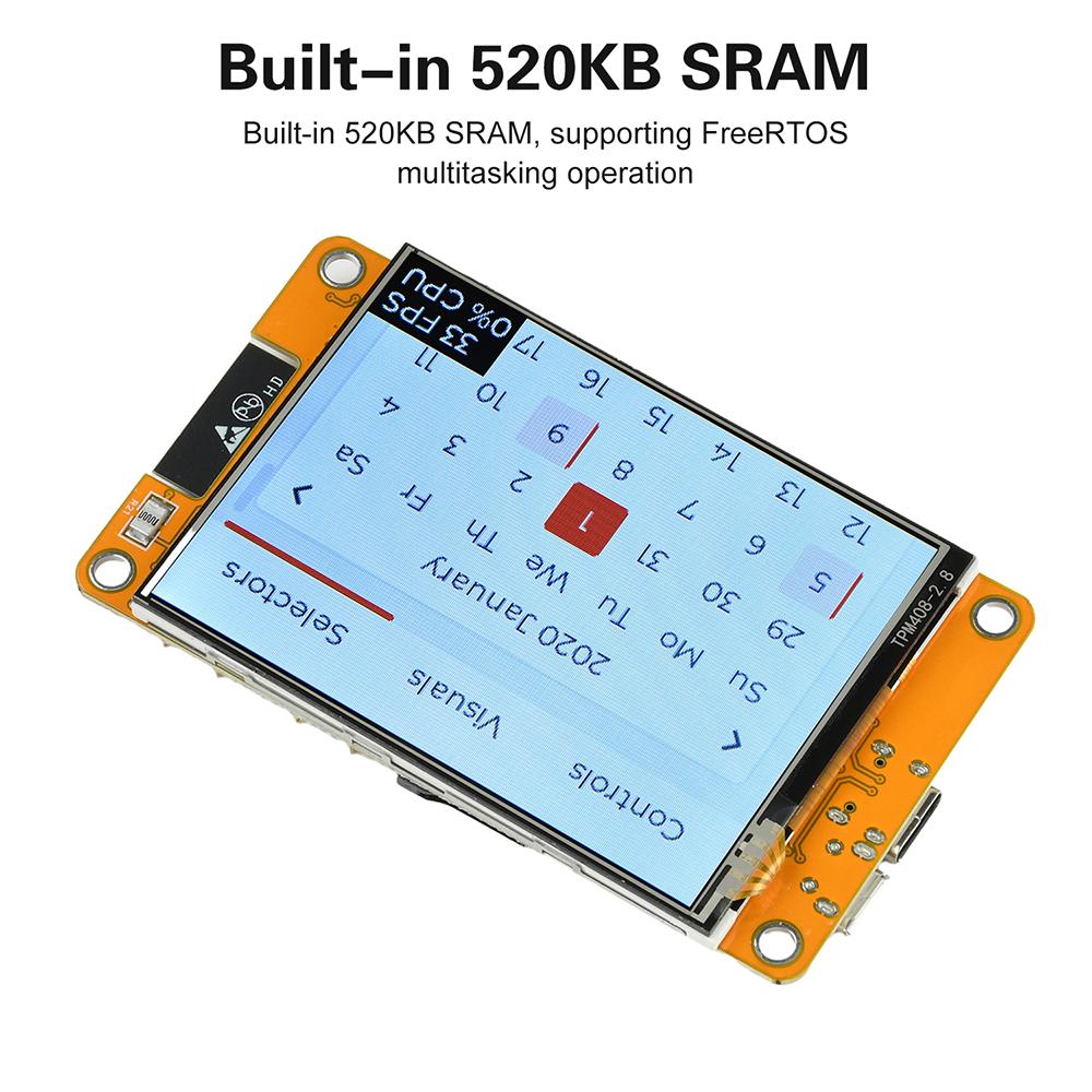 2,8palcová vývojová deska ESP32 kompatibilní s WiFi a Bluetooth, LCD displej s ovladačem ST7789, duální rozhraní Type C + Micro USB