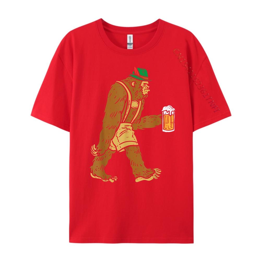 Немецкий Бигфут Сасквоч Пиво Ледерхозен Смешная Октоберфест Уличная одежда Мужская Роскошная Футболка Рубашка Игра S