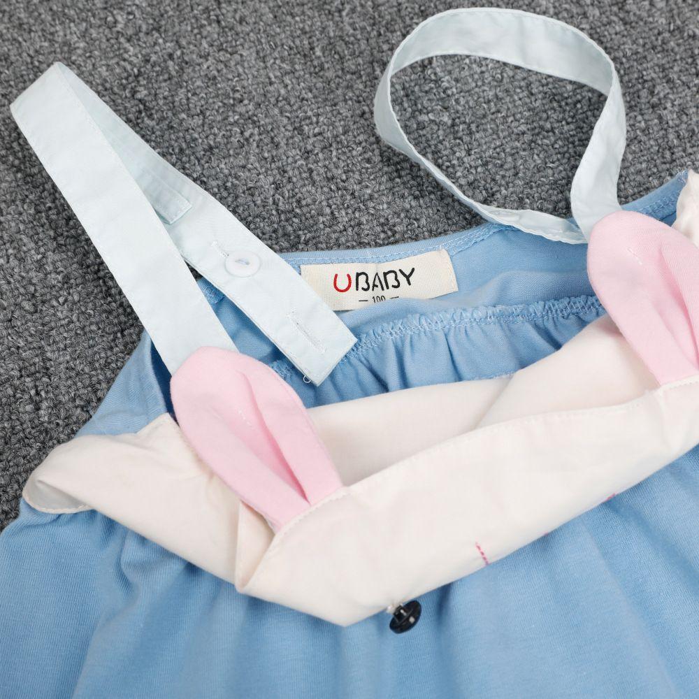2024 New Baby Girls Summer Cotton Dress Cute Rabbit Suspenders Skirt Children Beach Casual Dresses