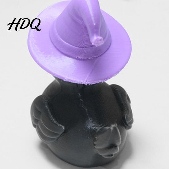 Decorative Duck Sculptures Halloween Witch Black Figurine, 3D Printed Hat Desk Handcrafted Plastic Ornaments Decor, Spooky Tabletop Ornament