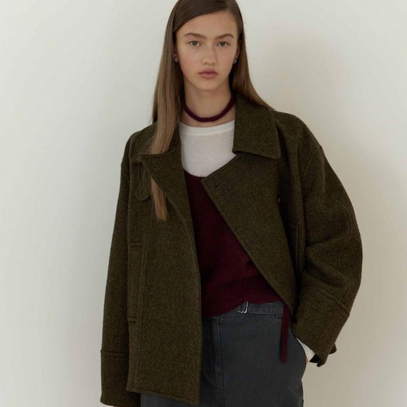 On On High Neck Boucle Short Coat New5wha41 4b
