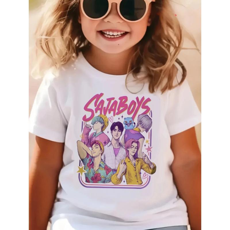 Huntrix Kpop Demon Hunters T-Shirt for Boys Girls Cotton Fans Gift Summer Crew Neck Short Sleeve Tees Fashion Kids T-shirt