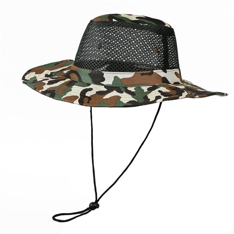 Wide Brim Mesh and Fabric Panama Style Bucket Hat for Outdoor Activities