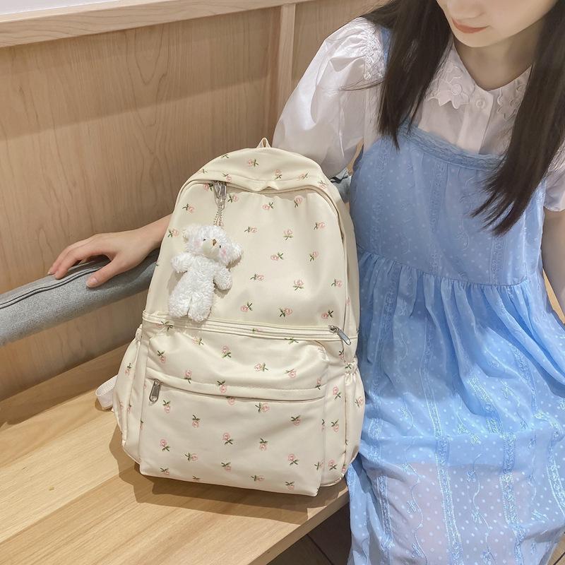 Women's Korean Style Bear Zipper Backpack - Casual, Large Capacity for Laptop