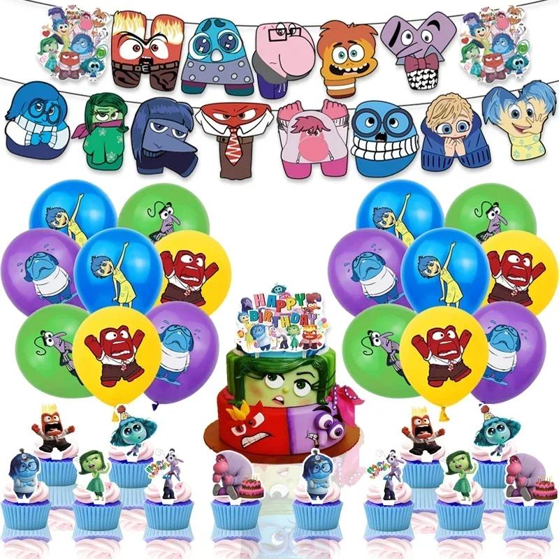 Inside Out 2 Decorațiuni Petrecere de Ziua de Naștere Temă Desen Animat Kit Veselă Baloane Bucurie Tristețe Accesorii Copii Băiat Fată Cadou Jucării