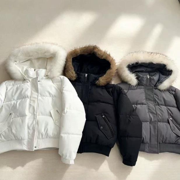 Winter new women's fashion big fur collar down cotton clothes foreign look thin warm cotton coat