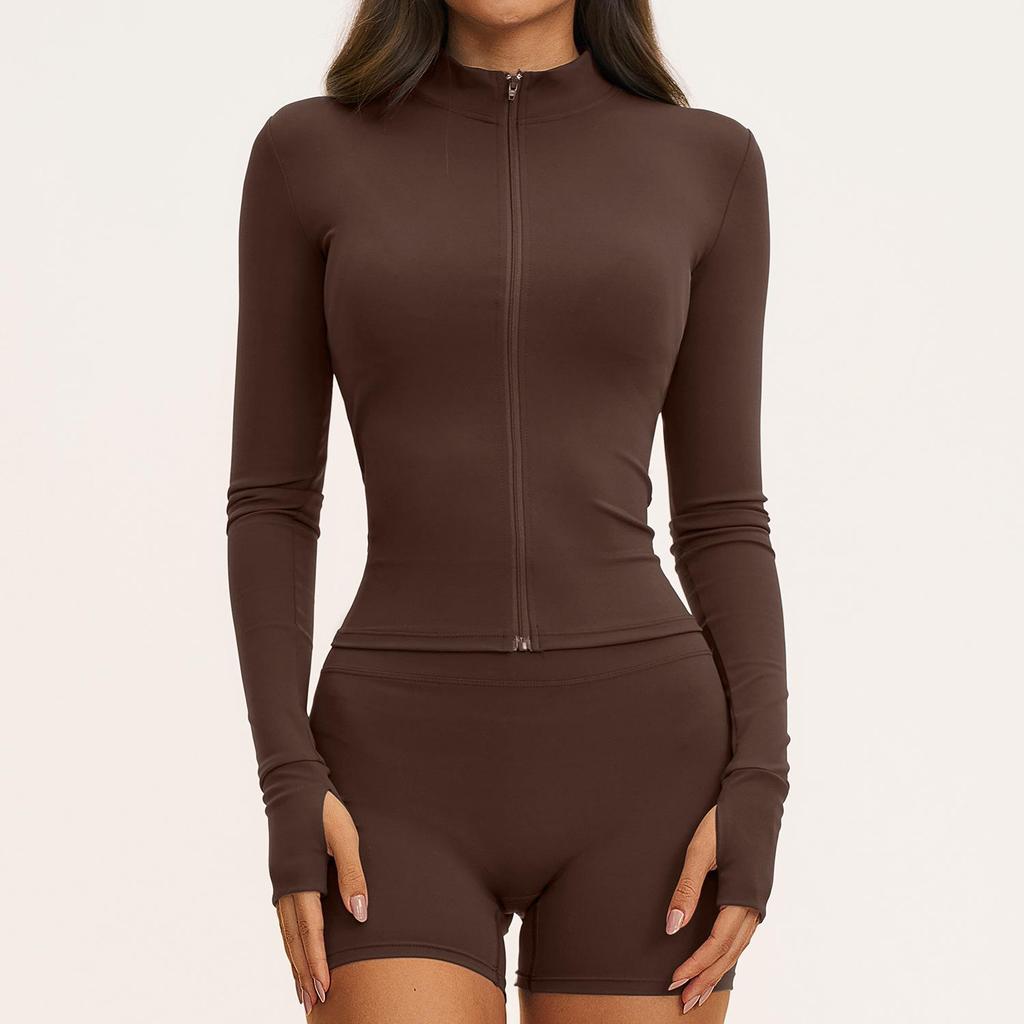 Women's Zipper Long Sleeve Yoga and Fitness Set - Autumn/Winter Slim Fit Sportswear