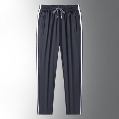 Letná novinka Loose Plus Fat Three Stripes Ice Silk Nohavice pre mužov a ženy Tenké elastické rýchloschnúce športové nohavice na voľný čas