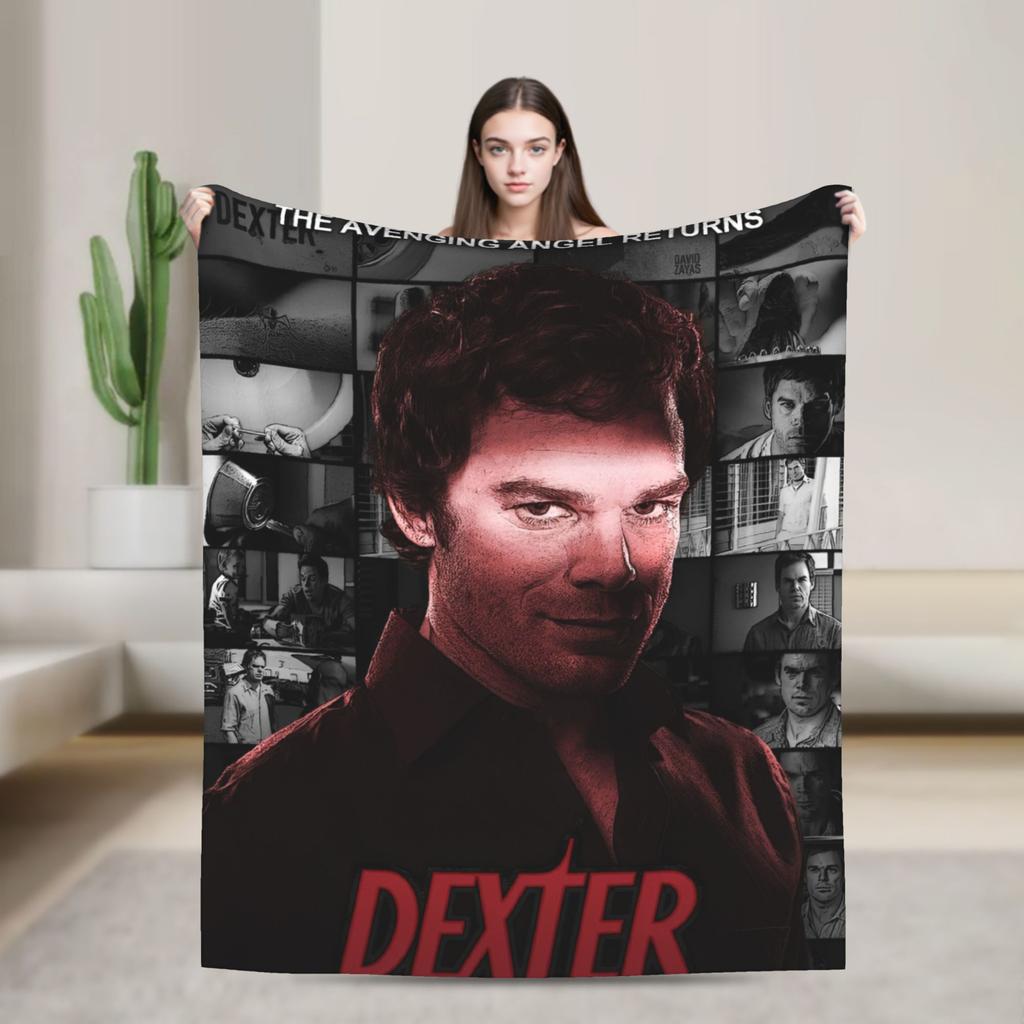 Dexter Morgan Blood Never Lies Knitted Blankets Flannel  Lightweight Thin Throw Blanket for Bedroom Sofa Bedspread